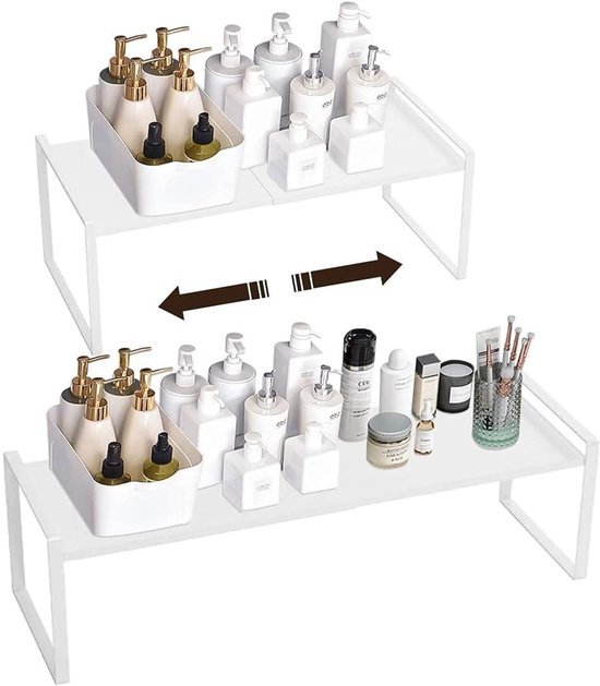 Unyqoos® Verstelbaar en stapelbaar keukenrek voor optimale opslagoplossingen