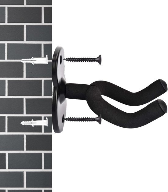 550x629-19.jpg Unyqoos® Set van twee zwarte gitaarwandhouders met montageaccessoires