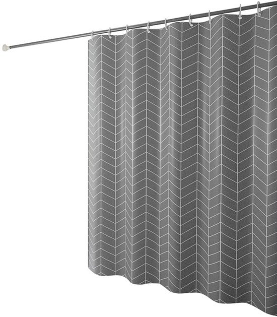 Unyqoos® Grijs waterdicht douchegordijn met pijlpatroon en verzwaarde zoom 200 x 220