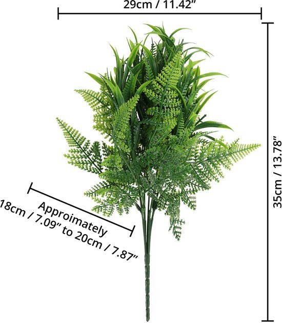 Unyqoos ® Realistisch Uitziende Kunstplanten voor Binnen- en Buitendecoratie, Set van 6 Stuks