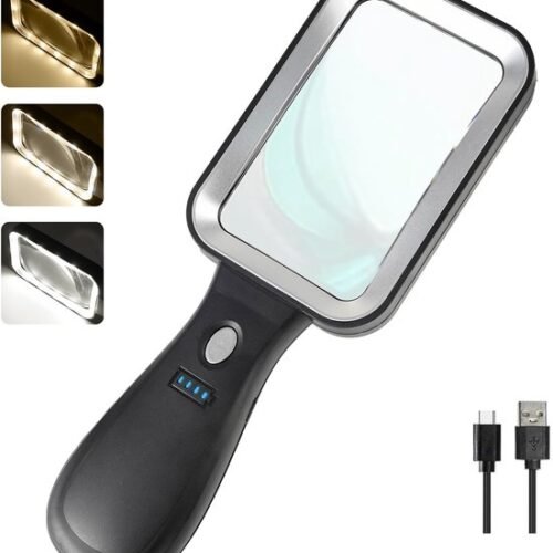 Unyqoos® Handheld vergrootglas met licht en oplaadbare USB-functie voor lezen en inspectie