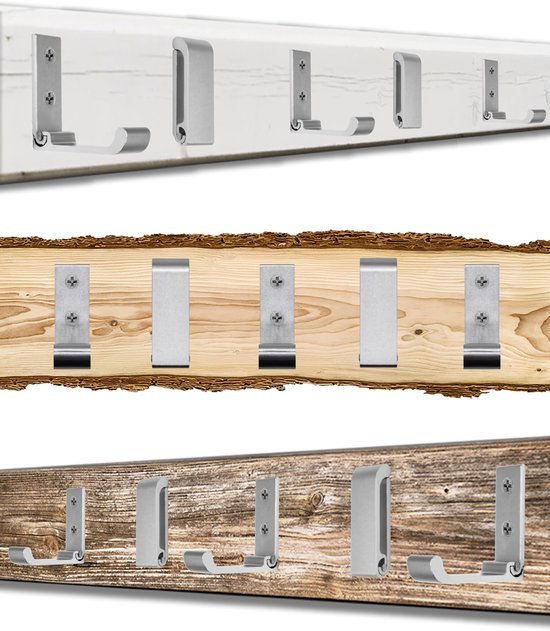 Unyqoos® Set van vijf inklapbare zilverkleurige haken voor veelzijdig gebruik in huis