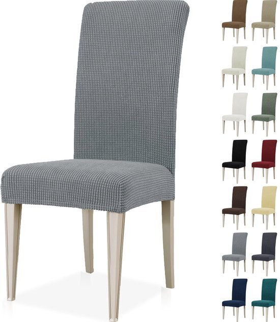 Unyqoos® Universele Elastische Stoelhoezen Set van 6 voor Diverse Gelegenheden in Lichtgrijs