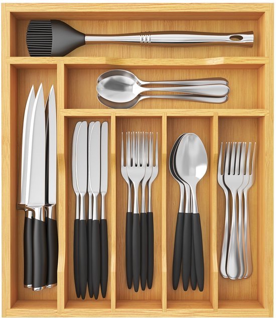 550x632-20.jpg Unyqoos® Ruime en robuuste besteklade-organizer met zeven vakken voor keuken