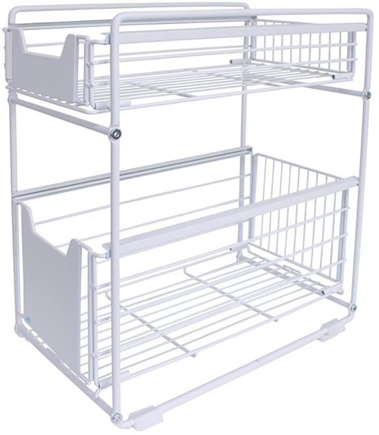 Unyqoos® Lade-organizer met Uittrekbare Mand voor Keuken en Badkamer met Twee Niveaus