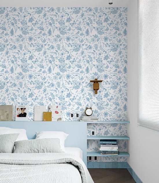 550x632-7.jpg Unyqoos® Zelfklevend blauw-wit bloemenpatroon vinylbehang voor diverse oppervlakken