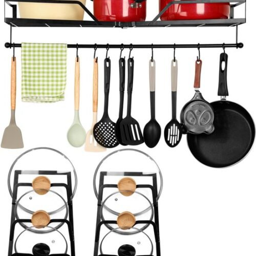 Unyqoos ® Innovatief 3-in-1 Keukenrek voor Efficiënte Opbergruimte en Gemakkelijke Toegang tot Pannen