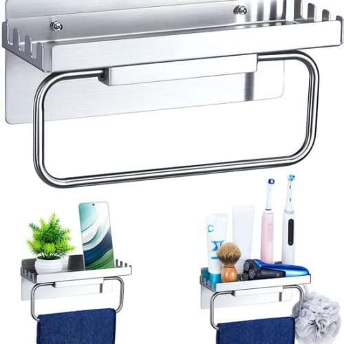 Unyqoos® Moderne zelfklevende handdoekhouder met opbergruimte voor badkamer en keuken