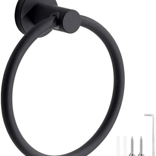 550x634-13.jpg Unyqoos® Ronde handdoekhouder in mat zwart voor badkamer en keuken