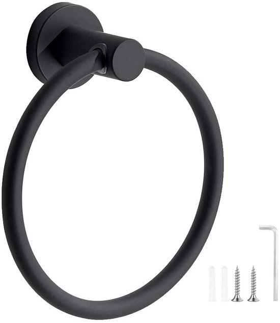 550x634-13.jpg Unyqoos® Ronde handdoekhouder in mat zwart voor badkamer en keuken