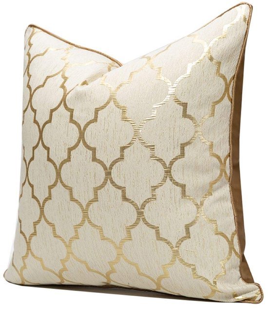 Unyqoos® Unieke Goudkleurige Kussenhoes voor Stijlvolle Huisdecoratie met Onzichtbare Rits, 50 x 50 cm, Crème