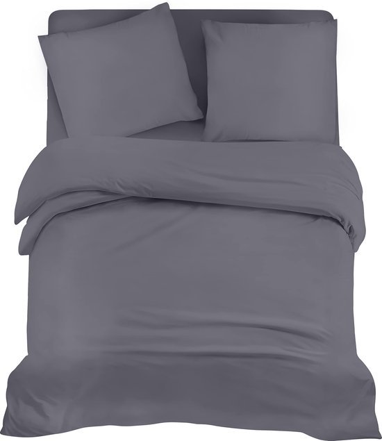 Unyqoos® Comfortabele en stijlvolle 4-delige beddengoedset van zacht microvezel in grijs