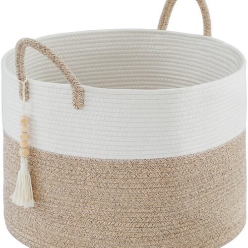 550x636-4.jpg Unyqoos® Ruime Multifunctionele Handgeweven Opbergmand voor Woon- en Kinderkamer, 65 Liter Capaciteit, Bruin