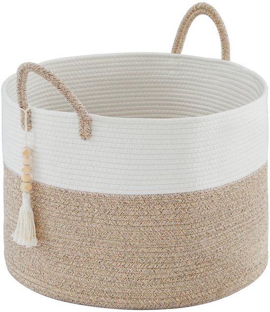 550x636-4.jpg Unyqoos® Ruime Multifunctionele Handgeweven Opbergmand voor Woon- en Kinderkamer, 65 Liter Capaciteit, Bruin