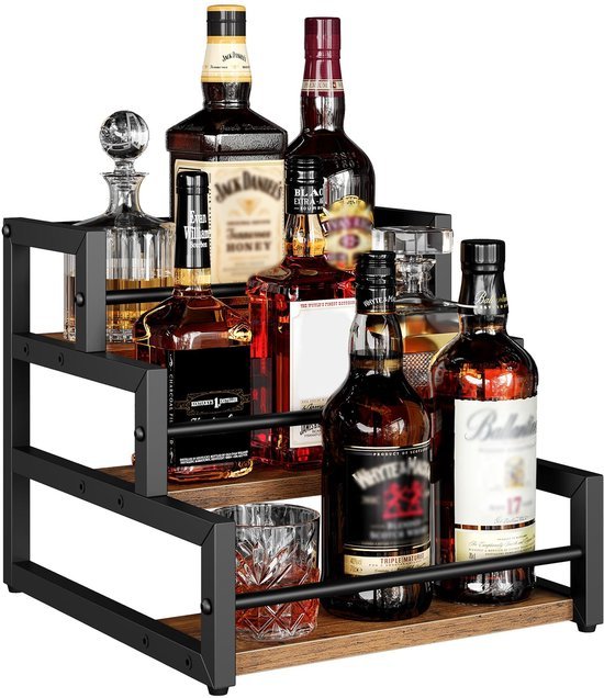 Unyqoos® Drie-laags flessenrek voor wijn en siroop met ruimte voor 12 flessen