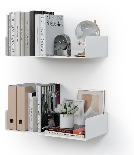 Unyqoos® Set van 2 moderne witte wandplanken voor veelzijdige opbergruimte