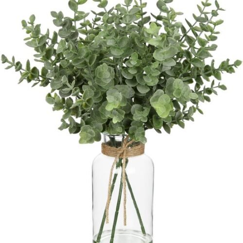 Unyqoos® Decoratieve kunstplant eucalyptus in glazen vaas voor interieurdecoratie