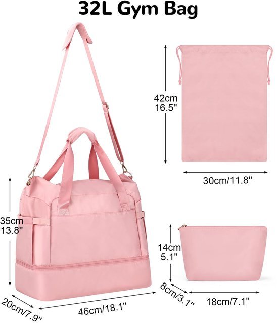 Unyqoos® Stijlvolle 32L Reisrugzak voor Dames met Schoenenvak en Accessoirepakket