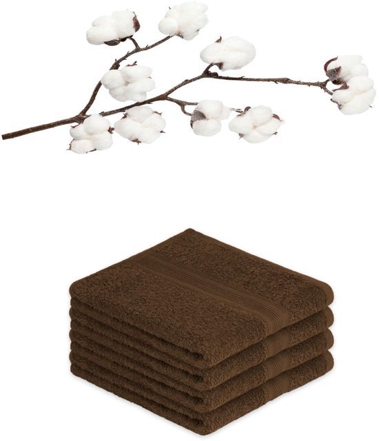 Unyqoos® Set van Luxe Chocoladebruine Handdoeken voor Badkamer en Sauna, 4 Stuks, 50 x 100 cm