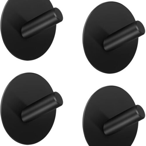 550x640-7.jpg Unyqoos® Vierdelige set ronde zwarte wandhaken voor badkamer en keuken zonder boren