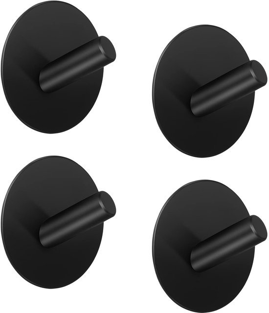550x640-7.jpg Unyqoos® Vierdelige set ronde zwarte wandhaken voor badkamer en keuken zonder boren