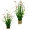 Unyqoos® Decoratief kunstgras met margrieten in jute pot voor binnen en buiten