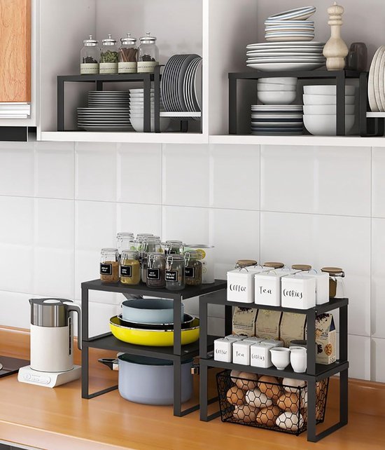 Unyqoos ® Veelzijdig Roestvrijstalen Stapelbaar Organisatierek voor Keuken en Badkamer, Maat M