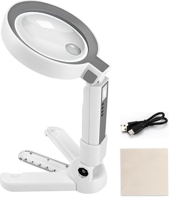 Unyqoos® Opvouwbare leesloep met verstelbare LED-verlichting en ergonomische handgreep