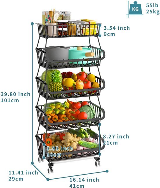 550x645-13.jpg Unyqoos® Veelzijdige Metalen Opbergrekken op Wielen met Meerdere Lagen voor Keuken en Badkamer