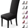 Unyqoos® Set van 4 elastische stoelhoezen voor moderne eetkamerstoelen in zwart