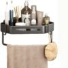 550x646-1.jpg Unyqoos® Zwarte hoekdoucheplank zonder boren met haken en stang voor badkamer