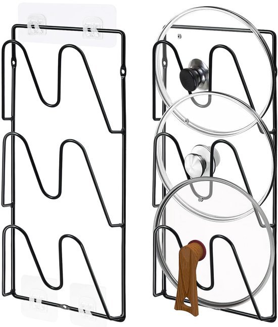 Unyqoos® Multifunctionele Deksel Organizer Set voor Optimale Keukenopslag zonder Boren