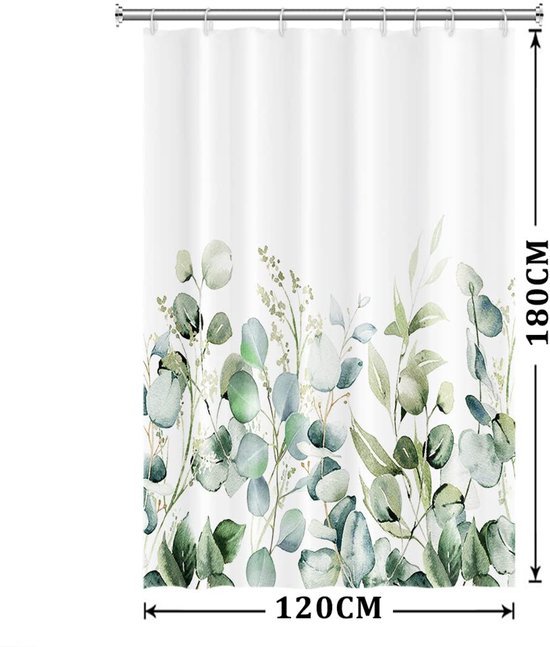 Unyqoos® Waterafstotend Douchegordijn met Groen Bladeren Motief voor Luxe Badkameruitstraling