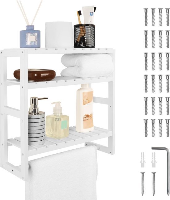 Unyqoos® Decoratief houten wandrek met handdoekhouder voor elke ruimte in huis