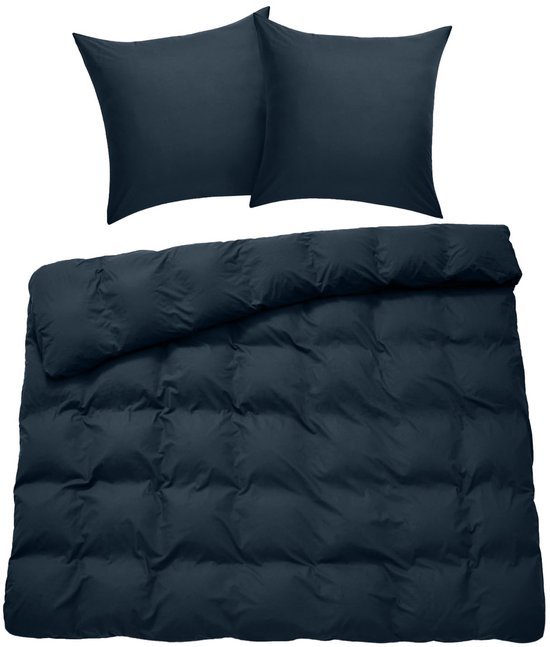 Unyqoos® Donkerblauwe katoenen beddengoedset met ritssluiting voor ultiem slaapcomfort