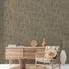 550x647-6.jpg Unyqoos® Stijlvol vliesbehang met cirkelpatroon in beige, metallic en zwart