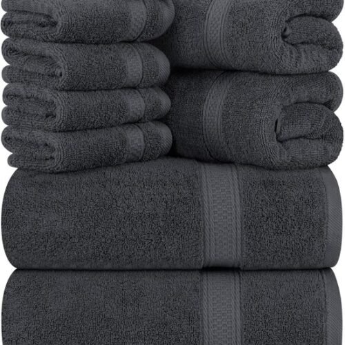 Unyqoos® Luxueuze 8-delige Set van Zachte Katoenen Douchehanddoeken voor Optimale Comfortervaring