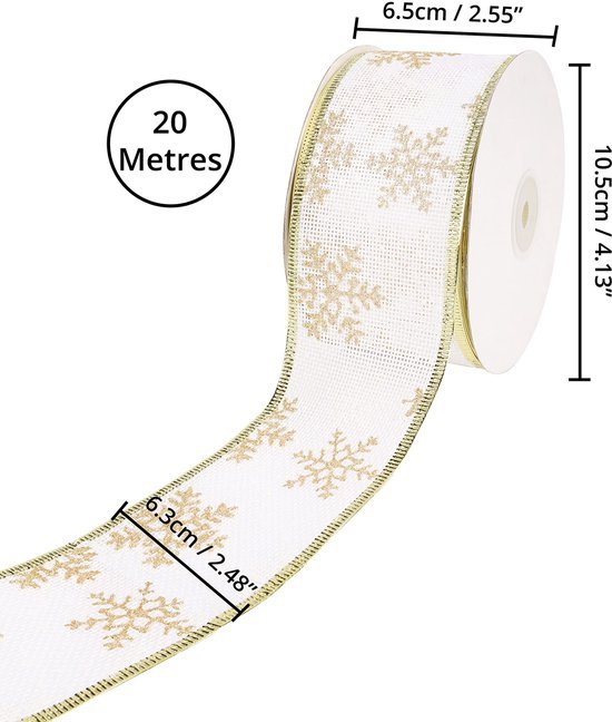 Unyqoos ® Stralend Wit Feestelijk Lint met Sneeuwvlokkenpatroon voor Diverse Decoraties