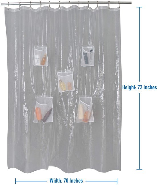 550x648-9.jpg Unyqoos® Transparante douchegordijn met zakken voor handige opbergruimte badkamer