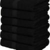 Unyqoos® Set van 6 Luxe Zachte en Absorberende Badhanddoeken met Ophanglussen in Zwart