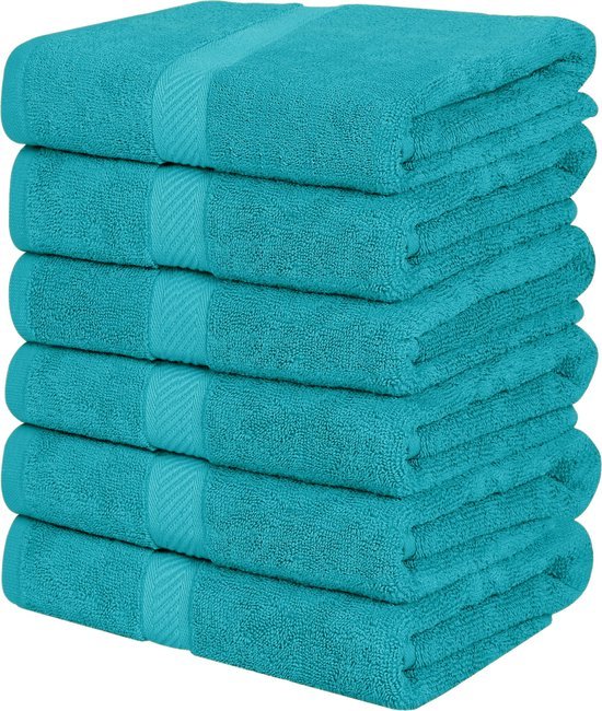 550x650-13.jpg Unyqoos® Set van 6 Luxe Zachte Katoenen Badhanddoeken met Ophanglussen voor Optimaal Comfort