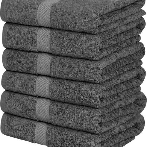 550x650-15.jpg Unyqoos® Set van 6 Luxe Absorberende Badhanddoeken met Praktische Ophanglussen, 60 x 120 cm, Grijs