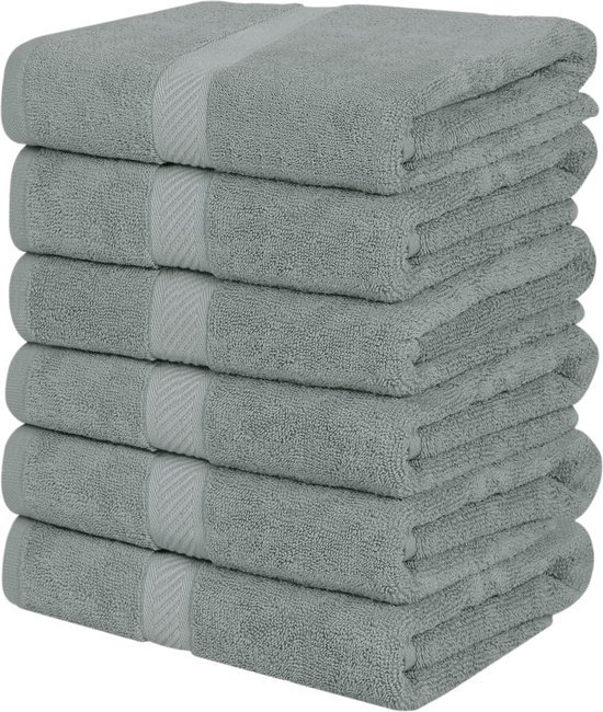 Unyqoos® Zesdelige Set Luxe Katoenen Badhanddoeken met Ophanglussen voor Optimale Comfort en Absorptie