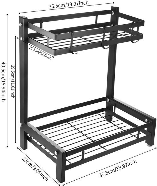 Unyqoos ® Dubbel Laags Metalen Kruidenrek en Keuken Organizer voor Diverse Toepassingen