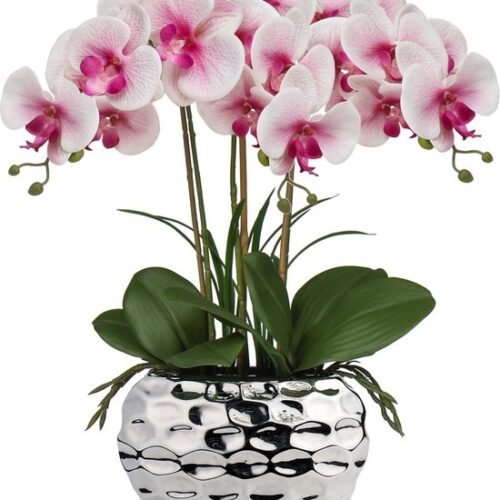 Unyqoos® Realistische orchidee kunstplant in keramische pot voor huisdecoratie