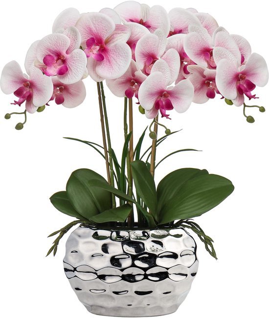 Unyqoos® Realistische orchidee kunstplant in keramische pot voor huisdecoratie