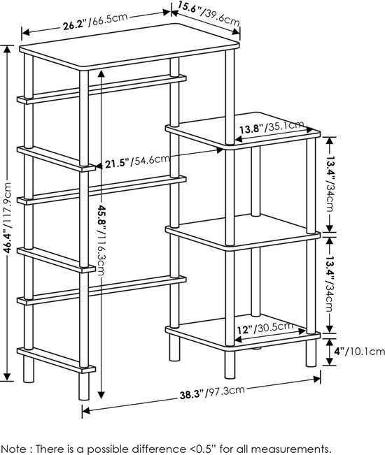 Unyqoos® Industriële bijzettafel met metalen frame en ruime opbergruimte
