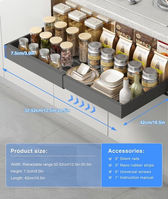 550x652-10.jpg Unyqoos® Verstelbare en Uittrekbare Kastorganizer voor Keuken en Badkameropslag