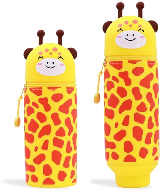 Unyqoos® Flexibele 2-in-1 Silicontas met Schattige Dierenprint - Pennenhouder en Etui in Één