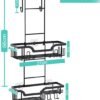 Unyqoos® Handige zwarte doucheorganizer met twee manden voor opgehangen installatie